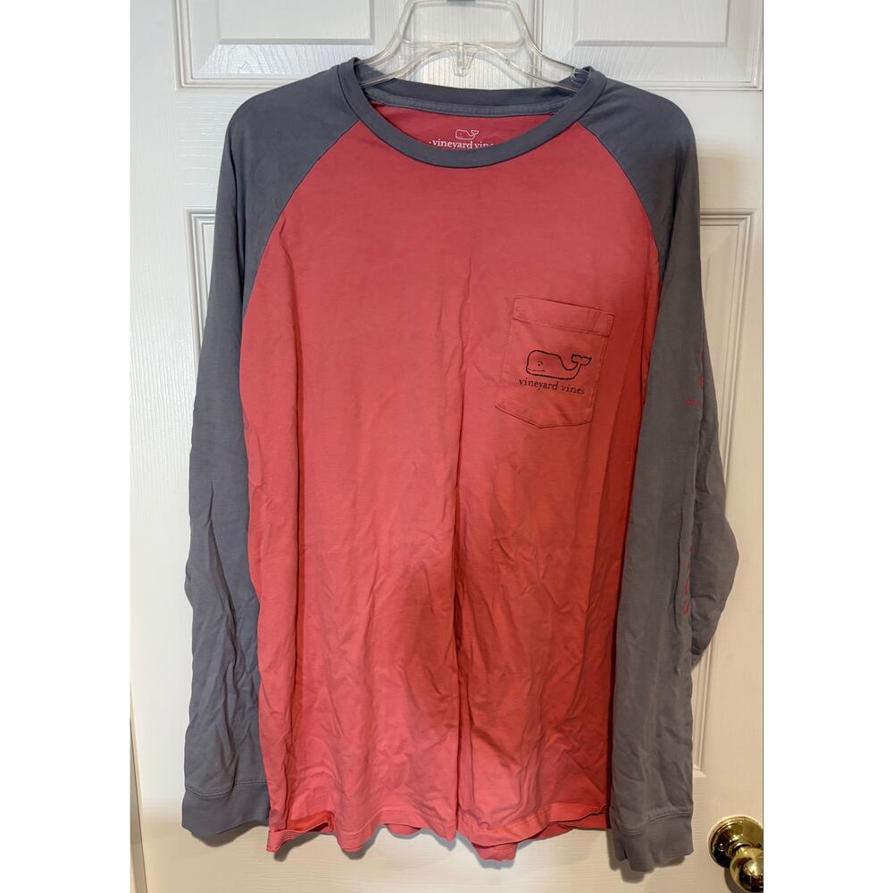 Vineyard Vines Long Sleeve T Shirt Men’s XXL Pink Gray Whale Logo Graphic